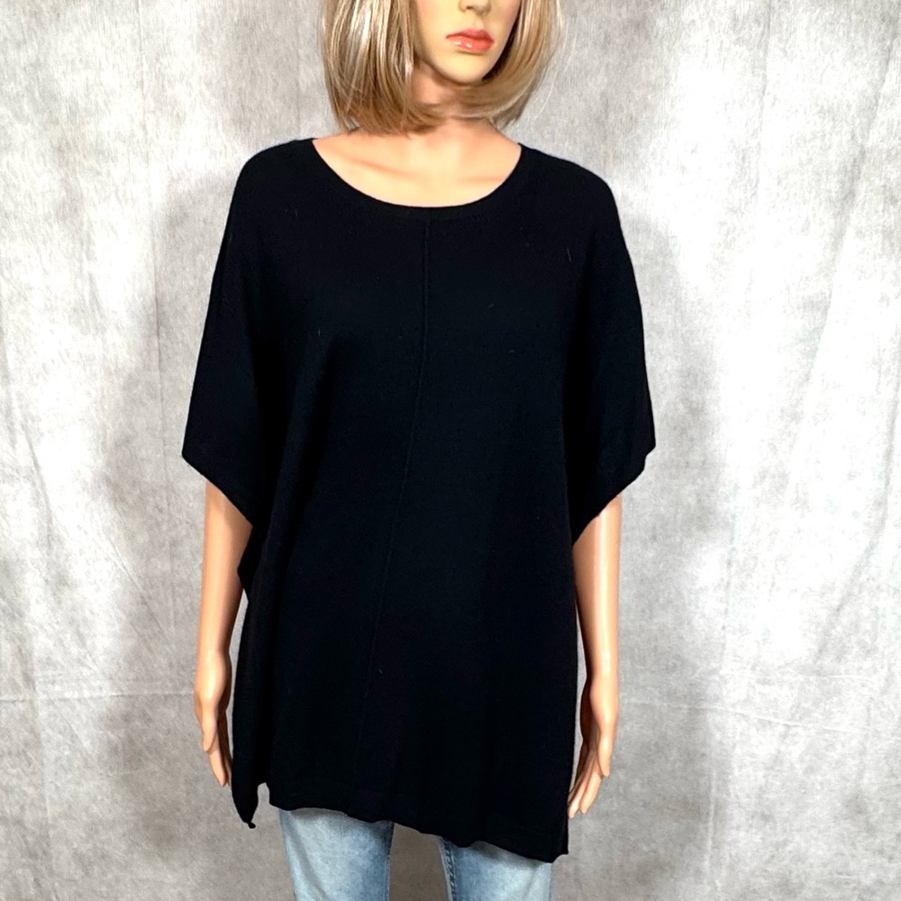 Autumn Cashmere Black Oversized Tunic with Dolman Sleeves
